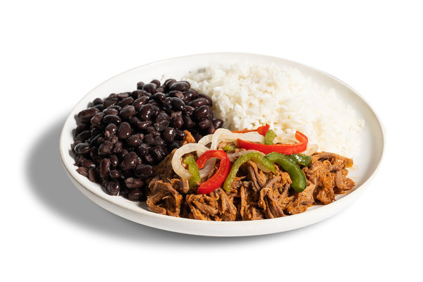 Ropa Vieja Platter with Rice and Beans