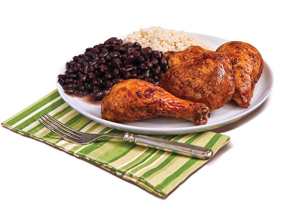 Half Fire Grilled Chicken with rice and beans