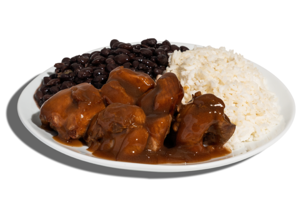 Fried Turkey: Platter with Rice and Beans 